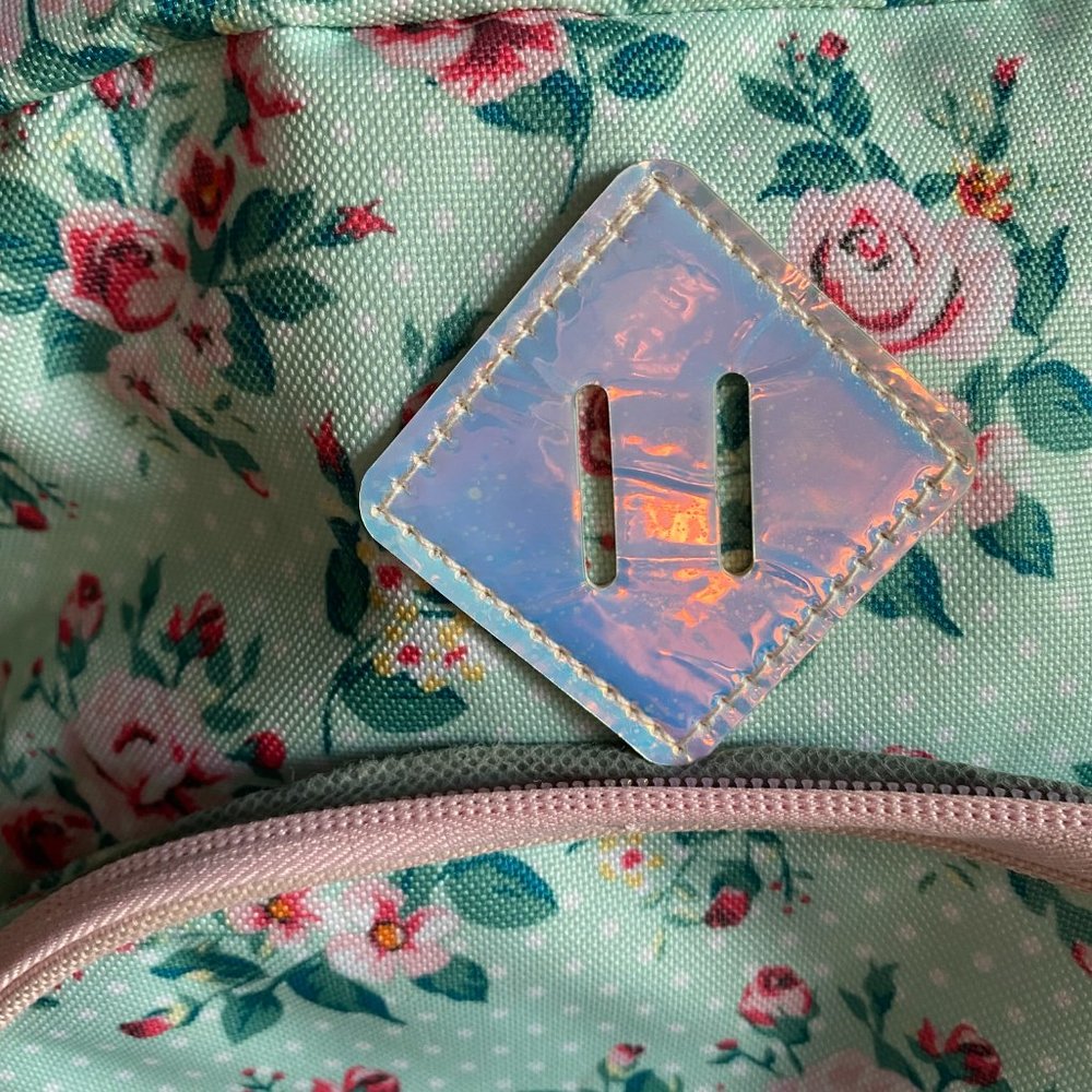 Light Blue Floral Pink Roses Backpack - Picture 7 of 8